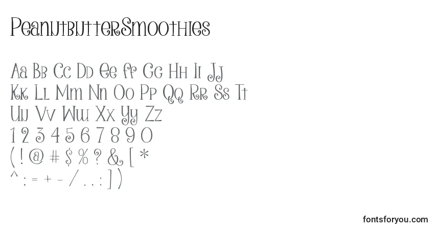 PeanutbutterSmoothies-fontti – aakkoset, numerot, erikoismerkit