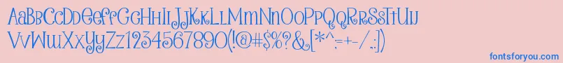 Więcej informacji o czcionce PeanutbutterSmoothies Czcionka PeanutbutterSmoothies – niebieskie czcionki na różowym tle