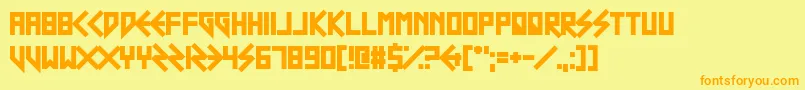 ScouserSte-Schriftart – Orangefarbene Schriften auf gelbem Hintergrund