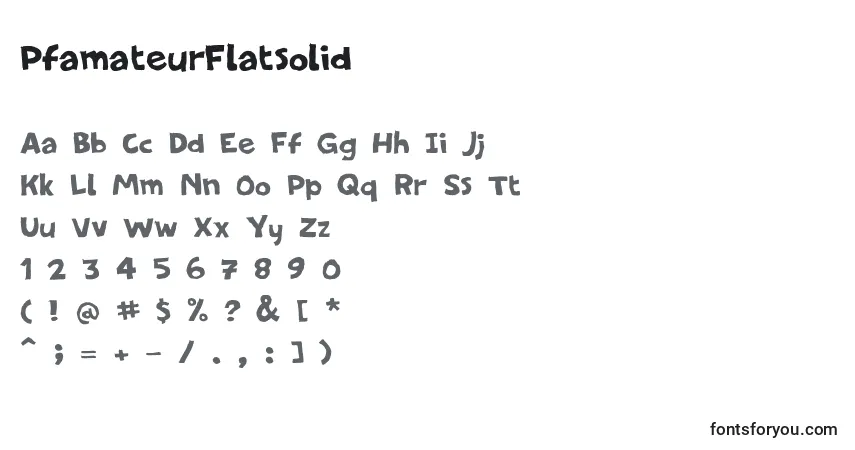 Czcionka PfamateurFlatsolid – alfabet, cyfry, specjalne znaki