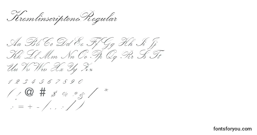KremlinscriptoneRegular Font – alphabet, numbers, special characters