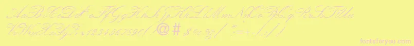 KremlinscriptoneRegular-Schriftart – Rosa Schriften auf gelbem Hintergrund