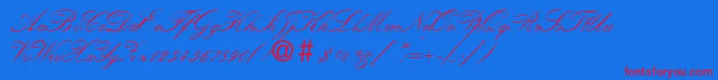 KremlinscriptoneRegular-Schriftart – Rote Schriften auf blauem Hintergrund