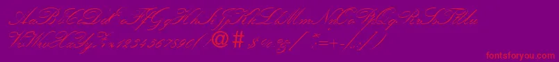 KremlinscriptoneRegular-Schriftart – Rote Schriften auf violettem Hintergrund