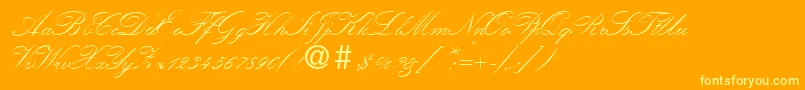 KremlinscriptoneRegular Font – Yellow Fonts on Orange Background