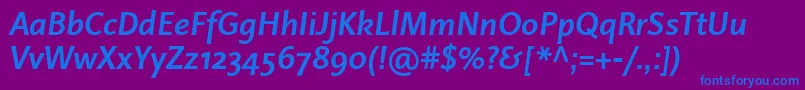 fuente LinotypeProjektBoldItalic – Fuentes Azules Sobre Fondo Morado