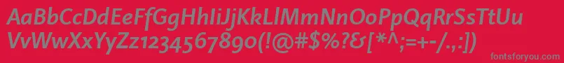 Czcionka LinotypeProjektBoldItalic – szare czcionki na czerwonym tle