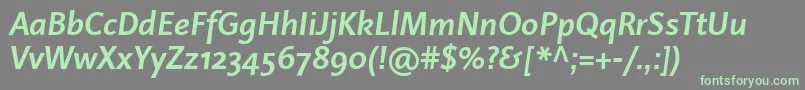 Czcionka LinotypeProjektBoldItalic – zielone czcionki na szarym tle