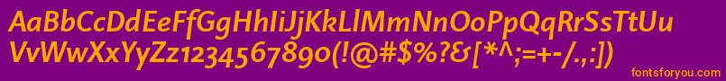 Saiba mais sobre a fonte LinotypeProjektBoldItalic Fonte LinotypeProjektBoldItalic – fontes laranjas em um fundo violeta