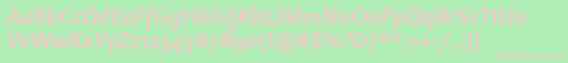 LinotypeProjektBoldItalic Font – Pink Fonts on Green Background