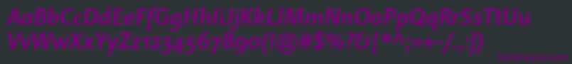 Шрифт LinotypeProjektBoldItalic – фиолетовые шрифты на чёрном фоне