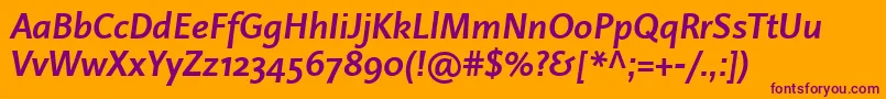 LinotypeProjektBoldItalic Font – Purple Fonts on Orange Background
