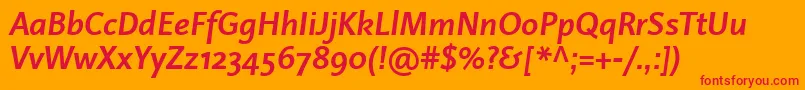 Шрифт LinotypeProjektBoldItalic – красные шрифты на оранжевом фоне
