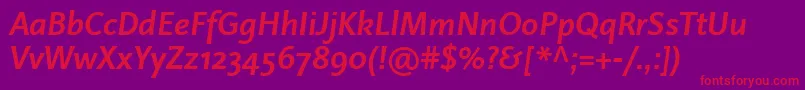 LinotypeProjektBoldItalic Font – Red Fonts on Purple Background