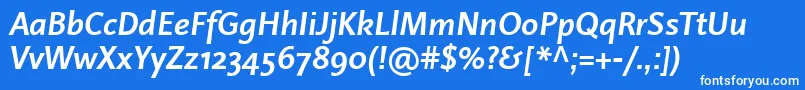 LinotypeProjektBoldItalic Font – White Fonts on Blue Background