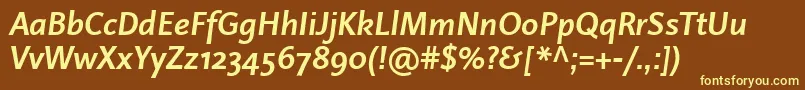 Шрифт LinotypeProjektBoldItalic – жёлтые шрифты на коричневом фоне