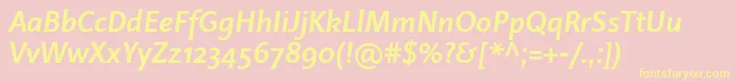 LinotypeProjektBoldItalic Font – Yellow Fonts on Pink Background