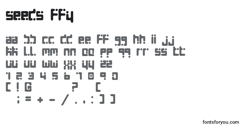Czcionka Seeds ffy – alfabet, cyfry, specjalne znaki