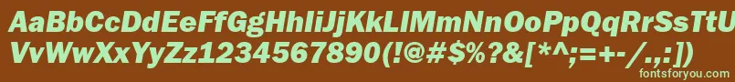 FranklingothheavycttItalic-fontti – vihreät fontit ruskealla taustalla