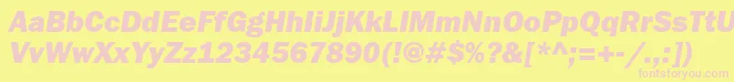 FranklingothheavycttItalic-fontti – vaaleanpunaiset fontit keltaisella taustalla