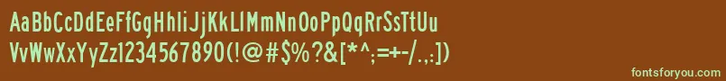 フォントRoadgeek2005SeriesB – 緑色の文字が茶色の背景にあります。