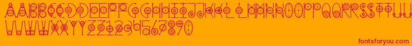 RoundGeometric-Schriftart – Rote Schriften auf orangefarbenem Hintergrund