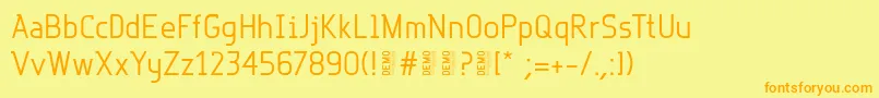 フォントRotorDemo – オレンジの文字が黄色の背景にあります。