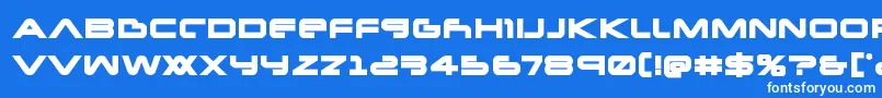 Newmarsbold-Schriftart – Weiße Schriften auf blauem Hintergrund
