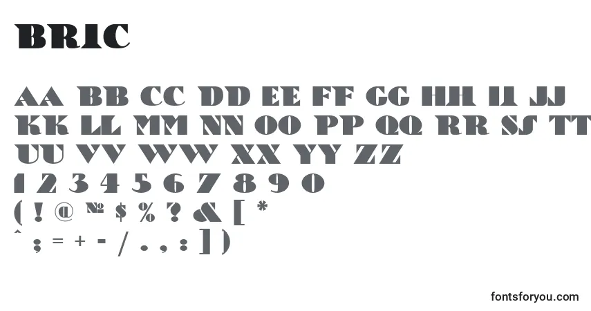 A fonte Bric – alfabeto, números, caracteres especiais