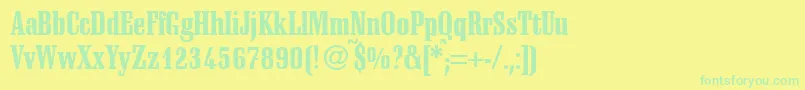 SchadowcondheavyRegularDb Font – Green Fonts on Yellow Background