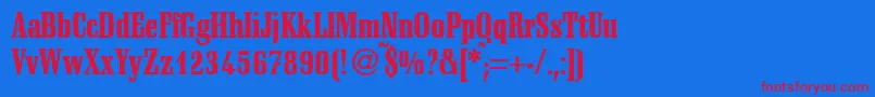 フォントSchadowcondheavyRegularDb – 赤い文字の青い背景