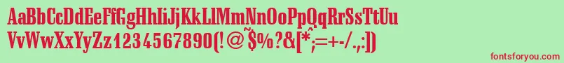 SchadowcondheavyRegularDb Font – Red Fonts on Green Background