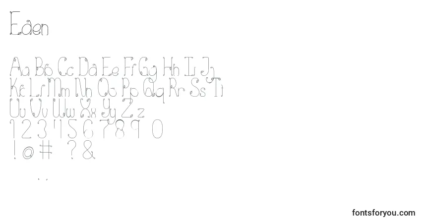 Шрифт Eden – алфавит, цифры, специальные символы