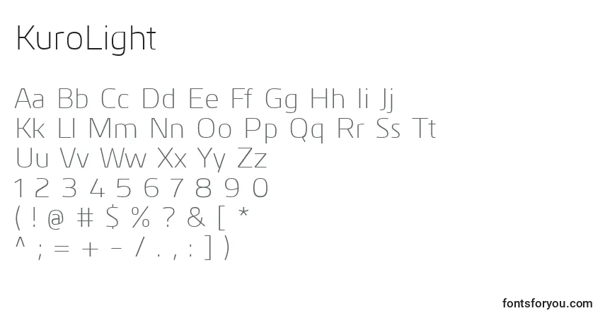 Шрифт KuroLight – алфавит, цифры, специальные символы