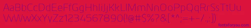 KuroLight-Schriftart – Violette Schriften auf rotem Hintergrund