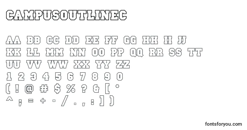 A fonte Campusoutlinec – alfabeto, números, caracteres especiais