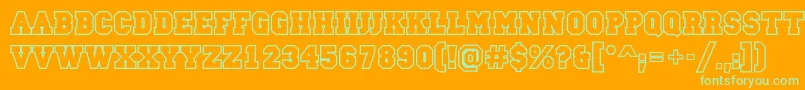 Campusoutlinec Font – Green Fonts on Orange Background