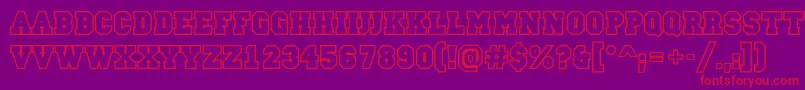 フォントCampusoutlinec – 紫の背景に赤い文字