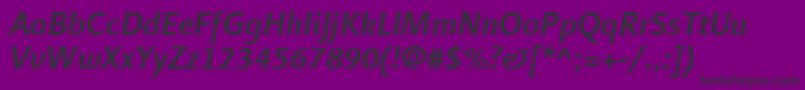フォントLinotypefinneganMediumitalic – 紫の背景に黒い文字
