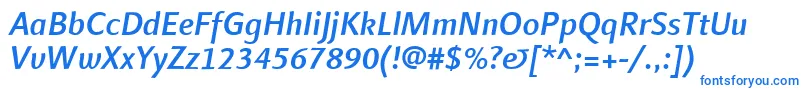 LinotypefinneganMediumitalic-fontti – siniset fontit valkoisella taustalla