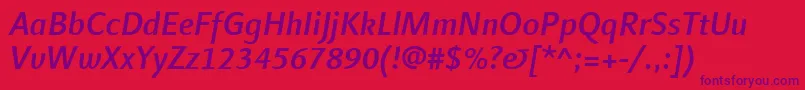 LinotypefinneganMediumitalic Font – Purple Fonts on Red Background