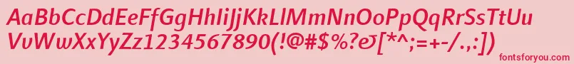 LinotypefinneganMediumitalic Font – Red Fonts on Pink Background