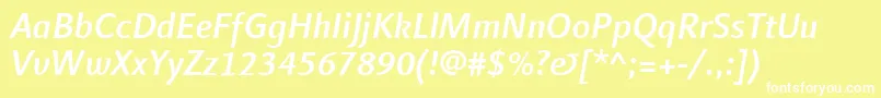 フォントLinotypefinneganMediumitalic – 黄色い背景に白い文字