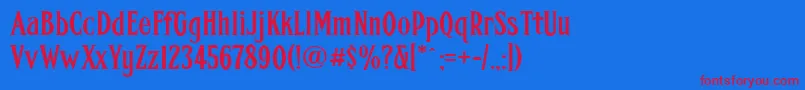 フォントFhacondfrenchnc – 赤い文字の青い背景