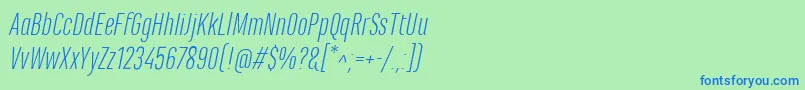 Police MarianinaCnFyLightItalic – polices bleues sur fond vert