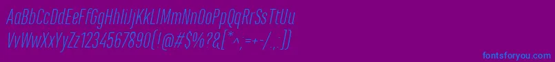 MarianinaCnFyLightItalic-fontti – siniset fontit violetilla taustalla