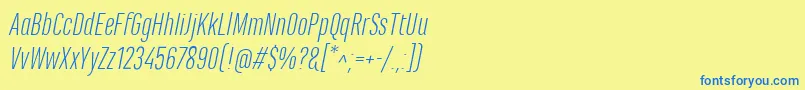 MarianinaCnFyLightItalic Font – Blue Fonts on Yellow Background