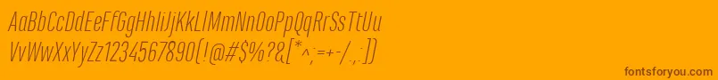 MarianinaCnFyLightItalic-Schriftart – Braune Schriften auf orangefarbenem Hintergrund