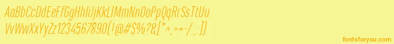 Police MarianinaCnFyLightItalic – polices orange sur fond jaune