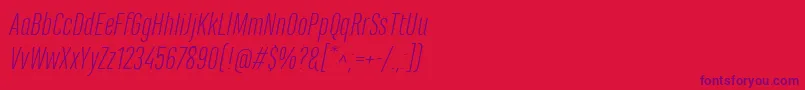 Czcionka MarianinaCnFyLightItalic – fioletowe czcionki na czerwonym tle